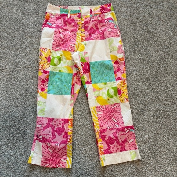 Lilly Pulitzer Pants - Vintage Lilly Pulitzer Capris Womens 4 Pink Colorful Patchwork Floral YK2 Crop